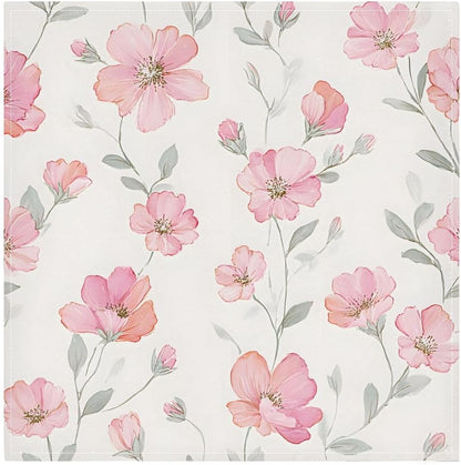 Pink Floral Cream Cloth Napkins 6pcs/Set 20 x 20 Inch Washable Polyester Dinner Napkins - Great for Weddings Parties Holiday Dinner & More