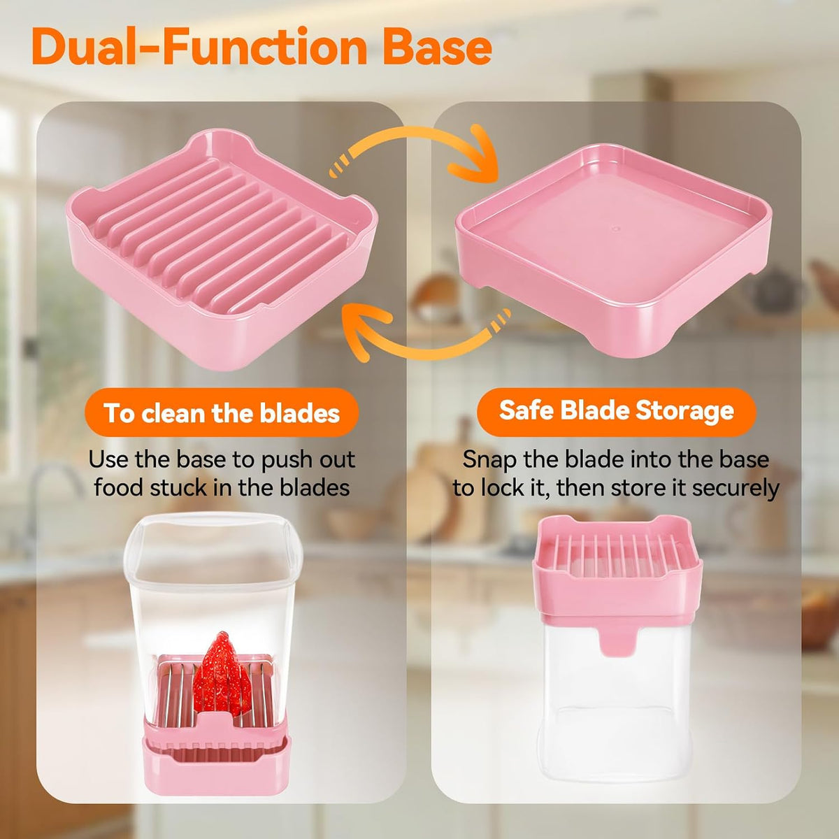 Strawberry Slicer Cup, Fruit Cutter – Quick-Slice, Meal Prep, Pink