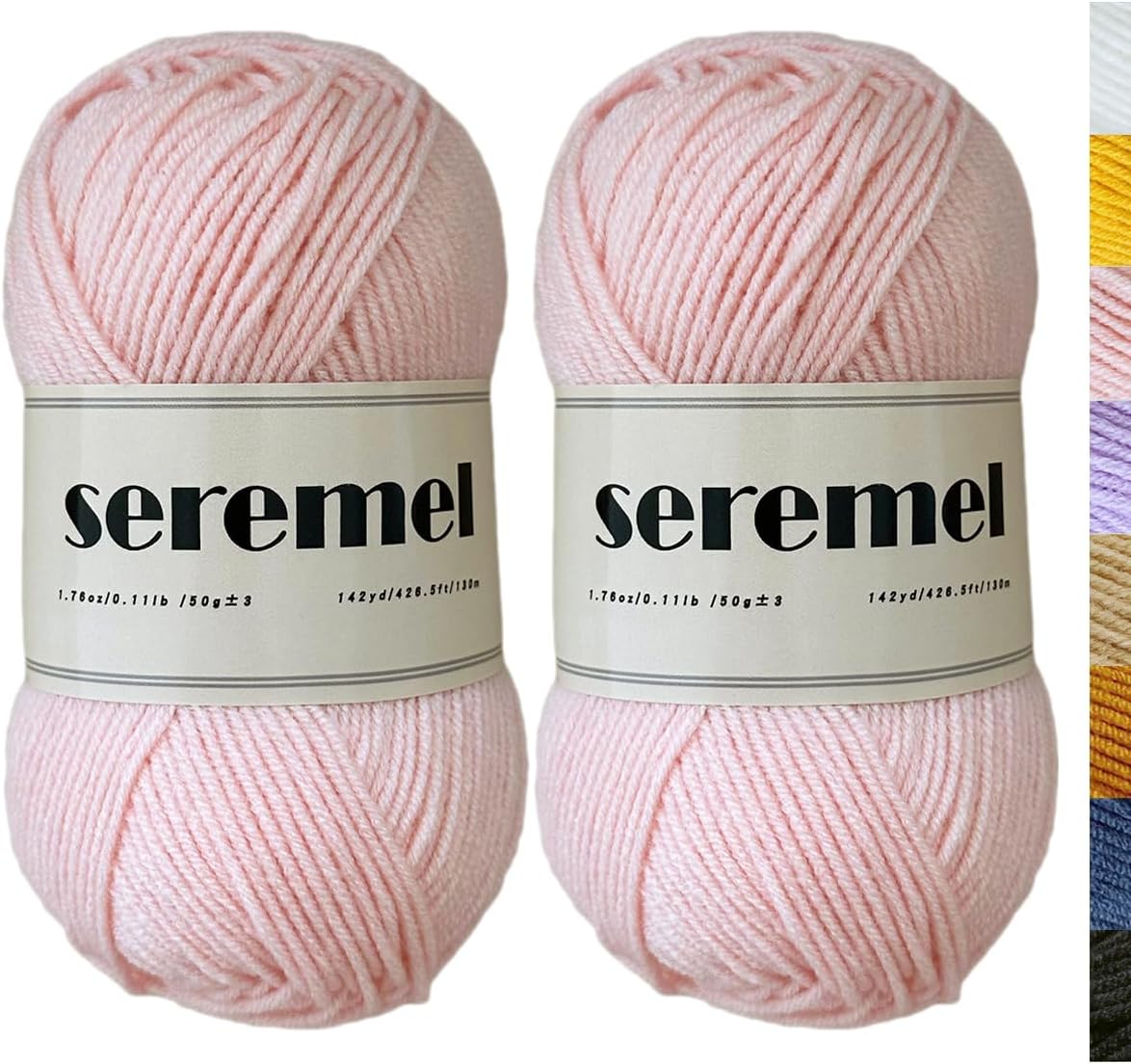 2 Pcs Crochet Yarn, 2 Balls of 100g/280Yards Soft Acrylic Yarns, Assorted Colors 4-ply Yarn for Crocheting and Knitting/DIY (Baby Pink-2)
