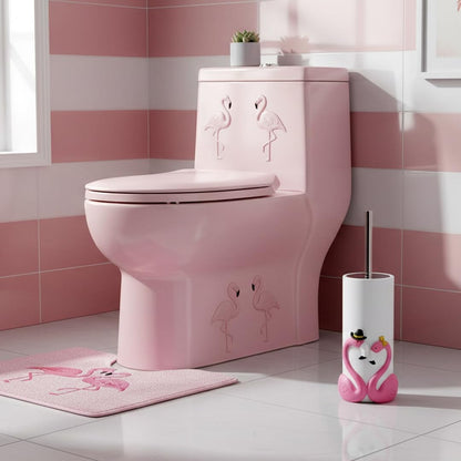 15 Inch Pink Toilet Brush Holder Set, Bathroom Storage