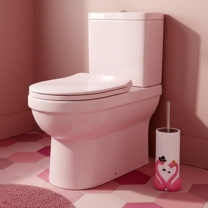 15 Inch Pink Toilet Brush Holder Set, Bathroom Storage