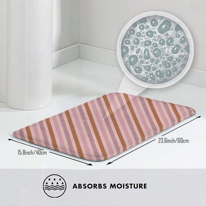 Pink Diagonal Stripe Print Bathroom Rugs 16x24 Inches, Non-Slip Absorbent Bath Mat Rugs, Machine Washable Bath Mats Shower Rug for Bathroom