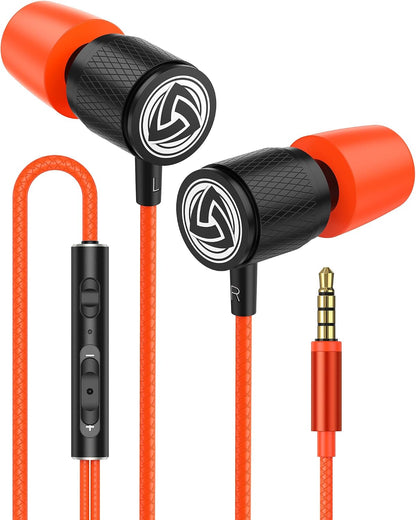 Ultra Wired Earbuds in-Ear Headphones, 5 Years Warranty, Earphones with Microphone, Noise Isolating Ear Buds, Memory Foam for iPhone, Samsung, School Students, Kids, Women, Small Ears - Coral