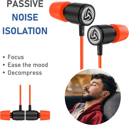 Ultra Wired Earbuds in-Ear Headphones, 5 Years Warranty, Earphones with Microphone, Noise Isolating Ear Buds, Memory Foam for iPhone, Samsung, School Students, Kids, Women, Small Ears - Coral