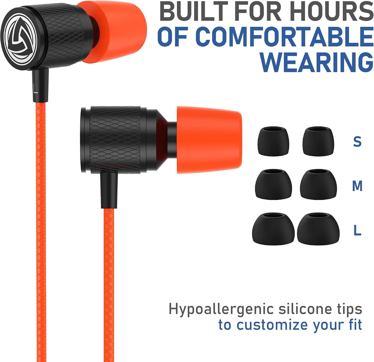 Ultra Wired Earbuds in-Ear Headphones, 5 Years Warranty, Earphones with Microphone, Noise Isolating Ear Buds, Memory Foam for iPhone, Samsung, School Students, Kids, Women, Small Ears - Coral