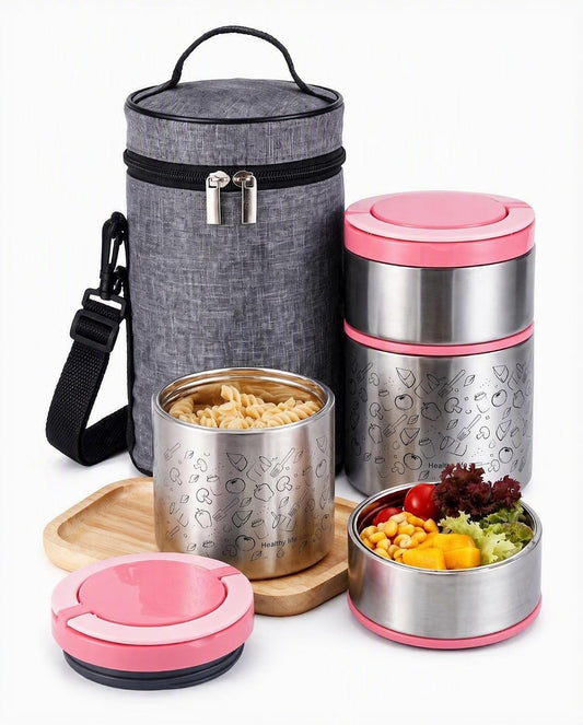 2 Tier Vacuum Insulated Stainless Steel Thermal Lunch Box,32OZ