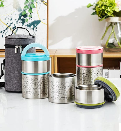 2 Tier Vacuum Insulated Stainless Steel Thermal Lunch Box,32OZ