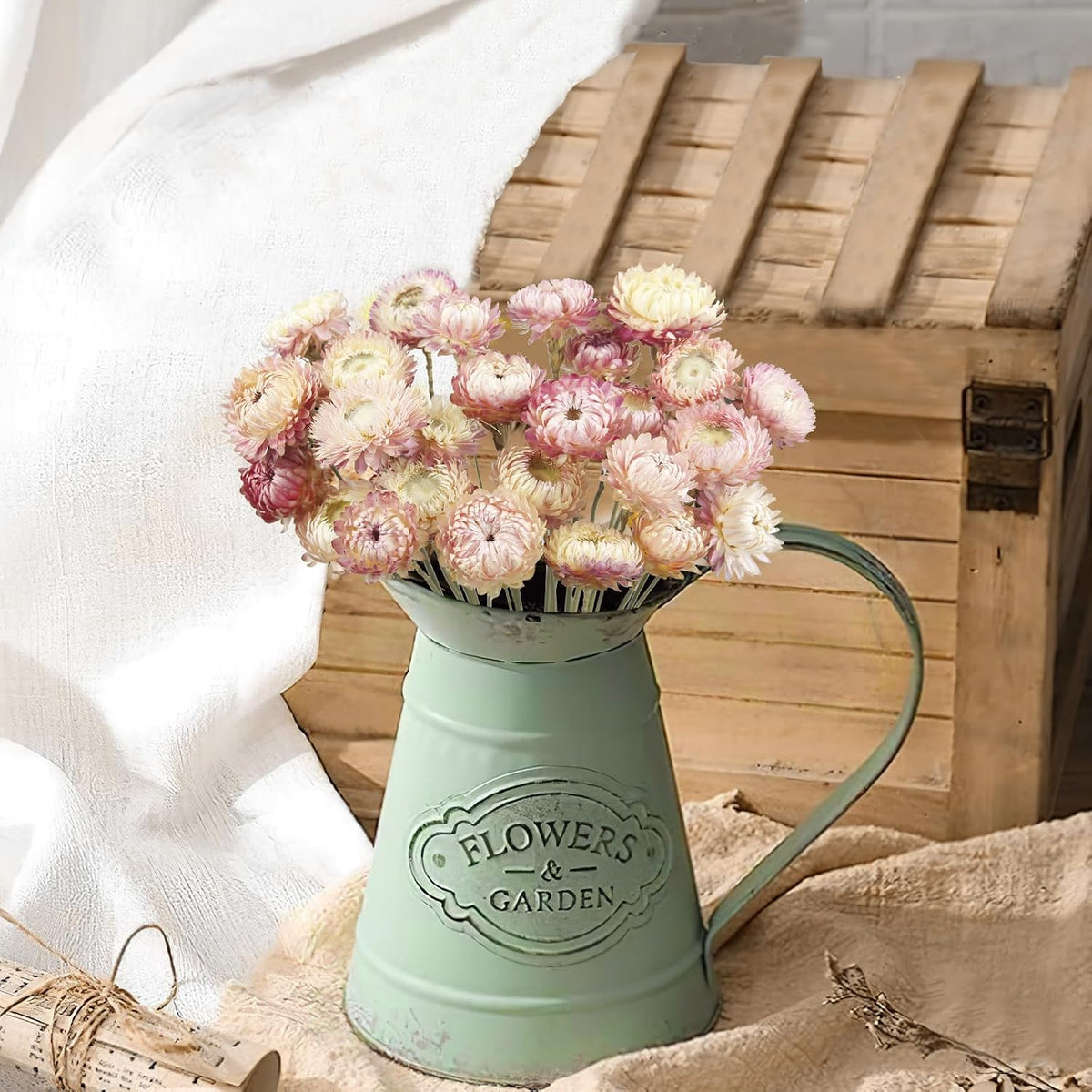 20 Pcs Natural Dried Daisy Flowers Bouquet Dried Flower Pink Daisies Dried Sunflowers Chrysanthemum with Stem for Wedding Farmhouse Table Vase Decor Home DIY Flower Arrangement