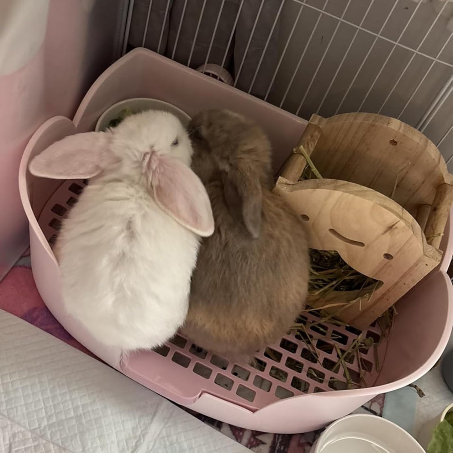 15.1"X11.0" Large Rabbit Litter Box,Plastic Square Rabbits Potty Trainer with Bigger Pan Bunny Corner Toilet Box with Small Animal Disposable Liner for Guinea Pigs Hamster Chinchilla(Purple)