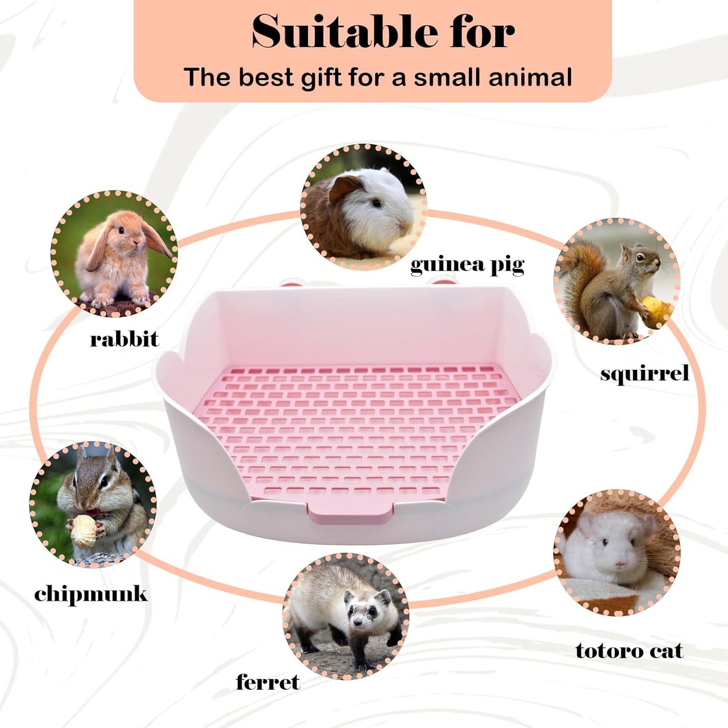 15.1"X11.0" Large Rabbit Litter Box,Plastic Square Rabbits Potty Trainer with Bigger Pan Bunny Corner Toilet Box with Small Animal Disposable Liner for Guinea Pigs Hamster Chinchilla(Purple)