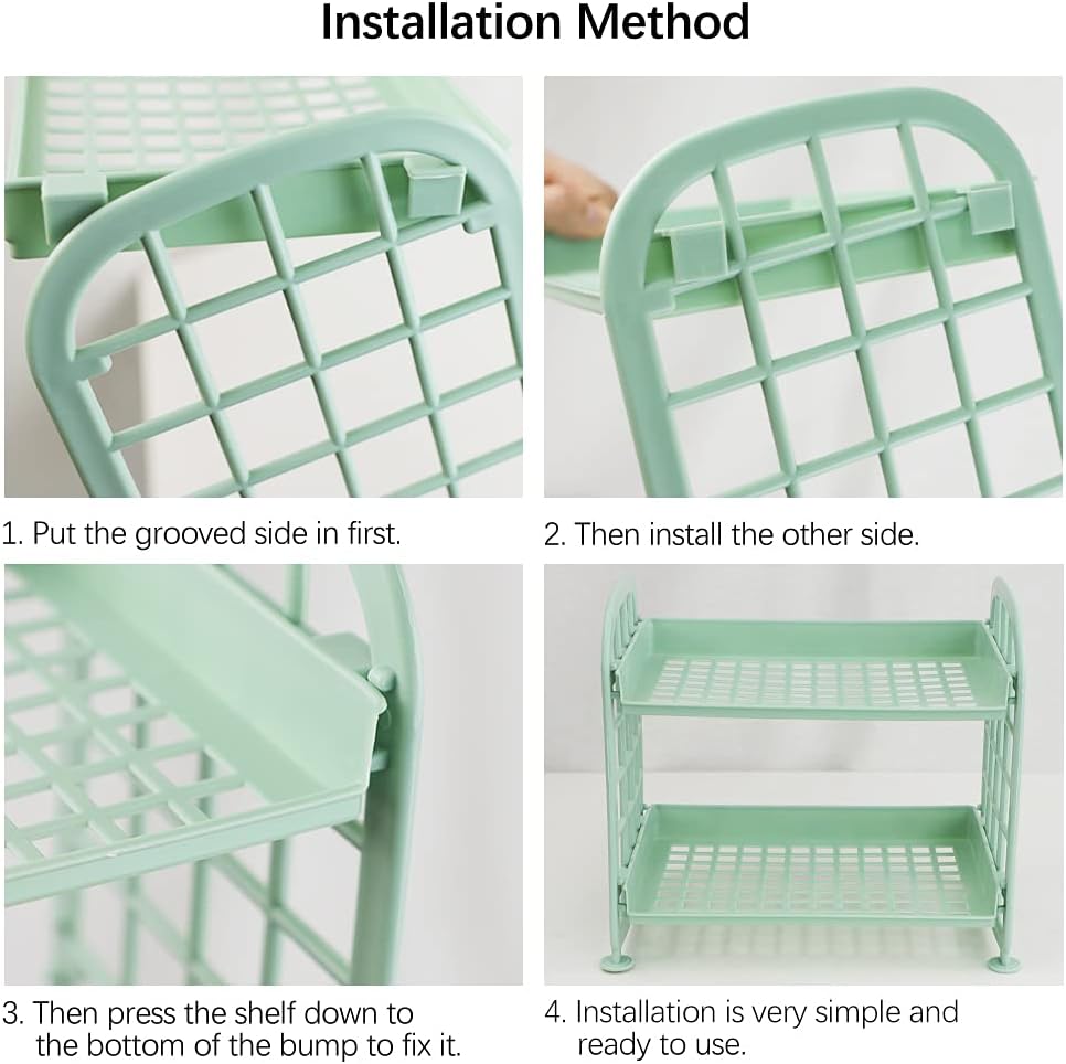 Desktop Rack Cosmetic Stationery Storage Holder, 2-Tier Multifunctional Plastic Shelf Makeup Organizer for Skincare Office Kitchen Bedroom Bathroom Home (Pink)