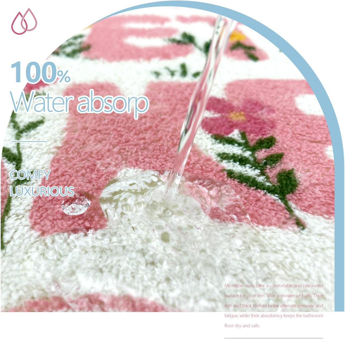 SHIYUE Cute Get Naked Flower Bath Mat，Ultra Soft and Fluffy Microfiber Water Absorption Non Slip Mat for Bedroom Kitchen Bathroom Rug(18"×26" Pink)