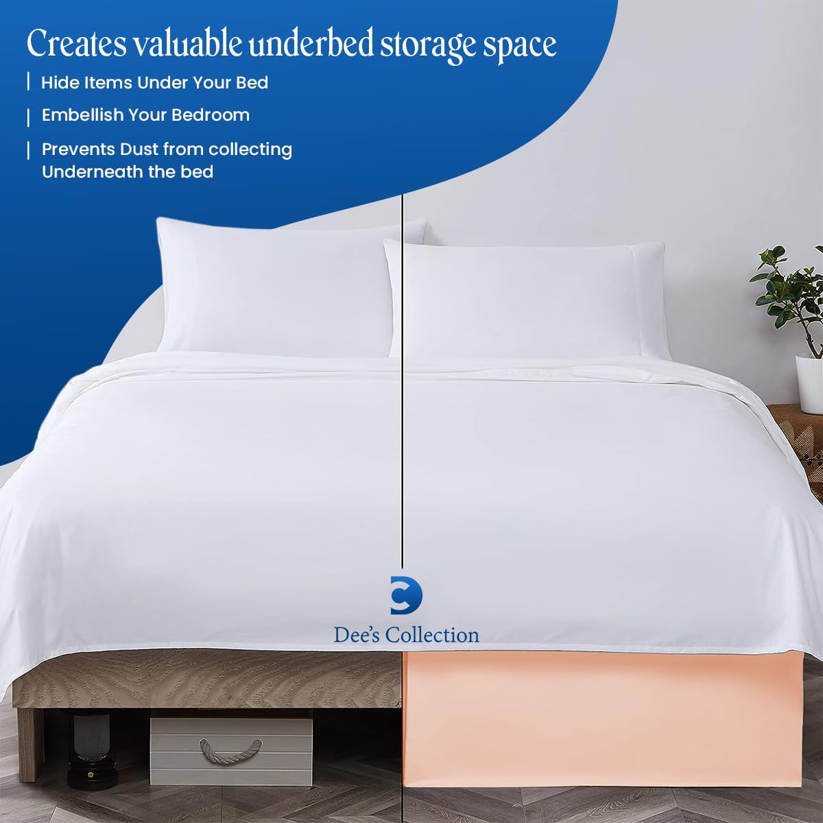 Peach Magic Bed Skirt - Full Size, 24 Inch Drop, Split Corner - Microfiber, Hotel Quality