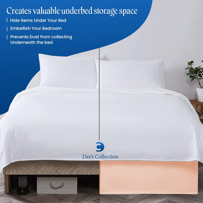Peach Magic Bed Skirt - Full Size, 24 Inch Drop, Split Corner - Microfiber, Hotel Quality
