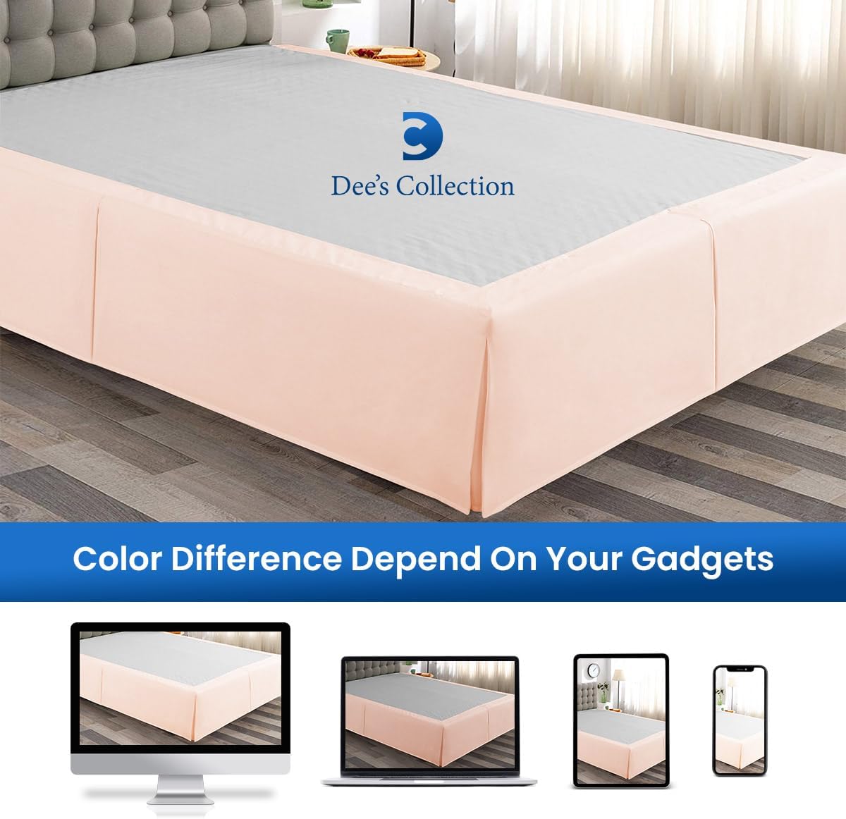 Peach Magic Bed Skirt - Full Size, 24 Inch Drop, Split Corner - Microfiber, Hotel Quality
