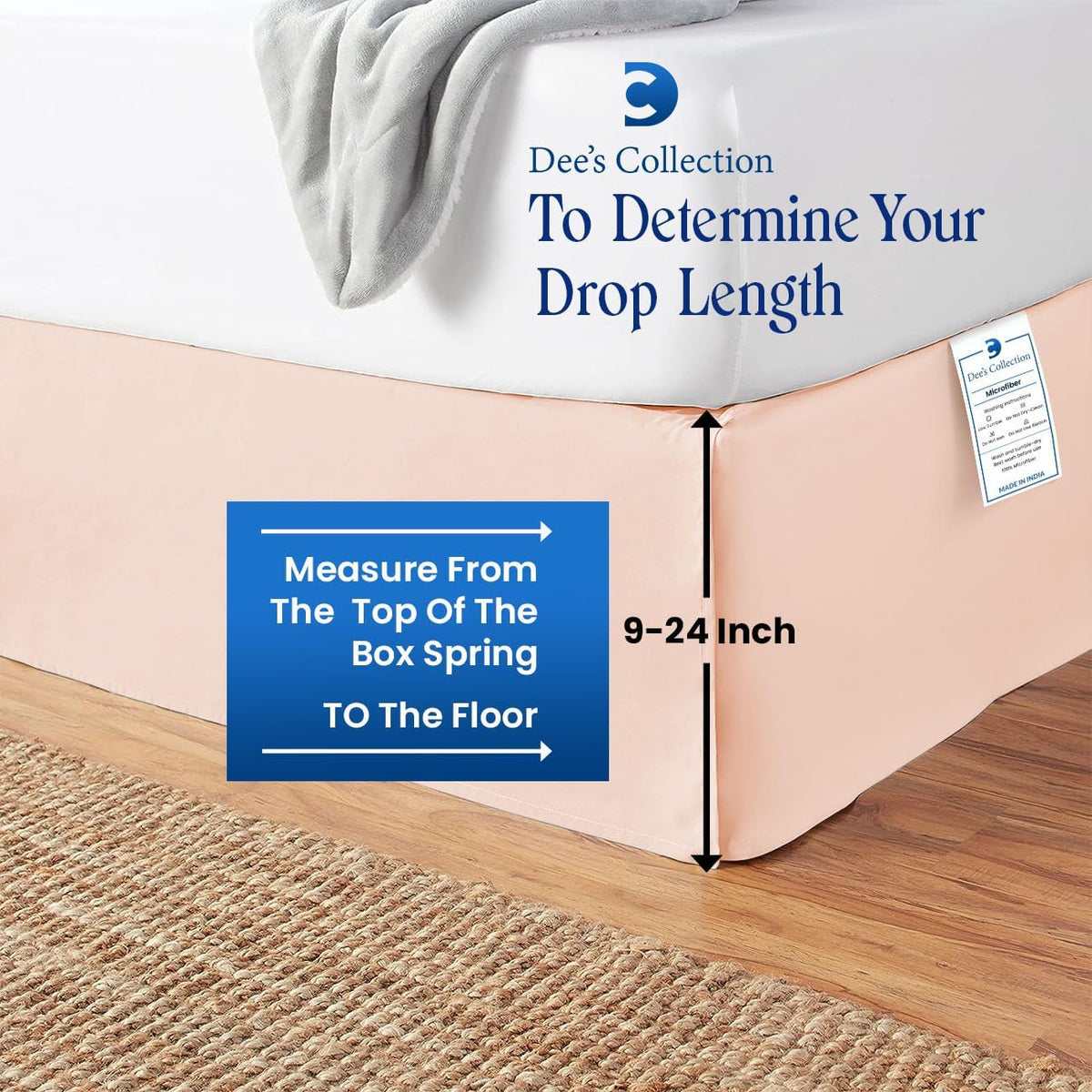 Peach Magic Bed Skirt - Full Size, 24 Inch Drop, Split Corner - Microfiber, Hotel Quality