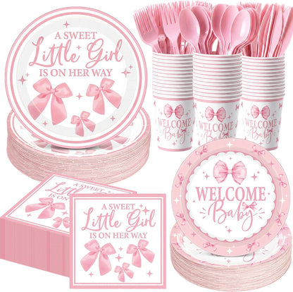 400 Pcs Pink Bows Baby Shower Party Decoration Girl for 50