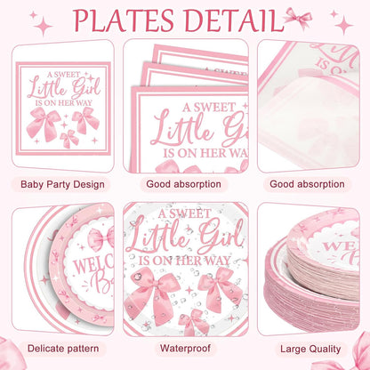 400 Pcs Pink Bows Baby Shower Party Decoration Girl for 50