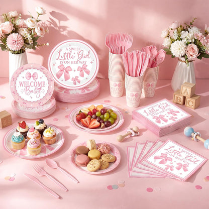 400 Pcs Pink Bows Baby Shower Party Decoration Girl for 50