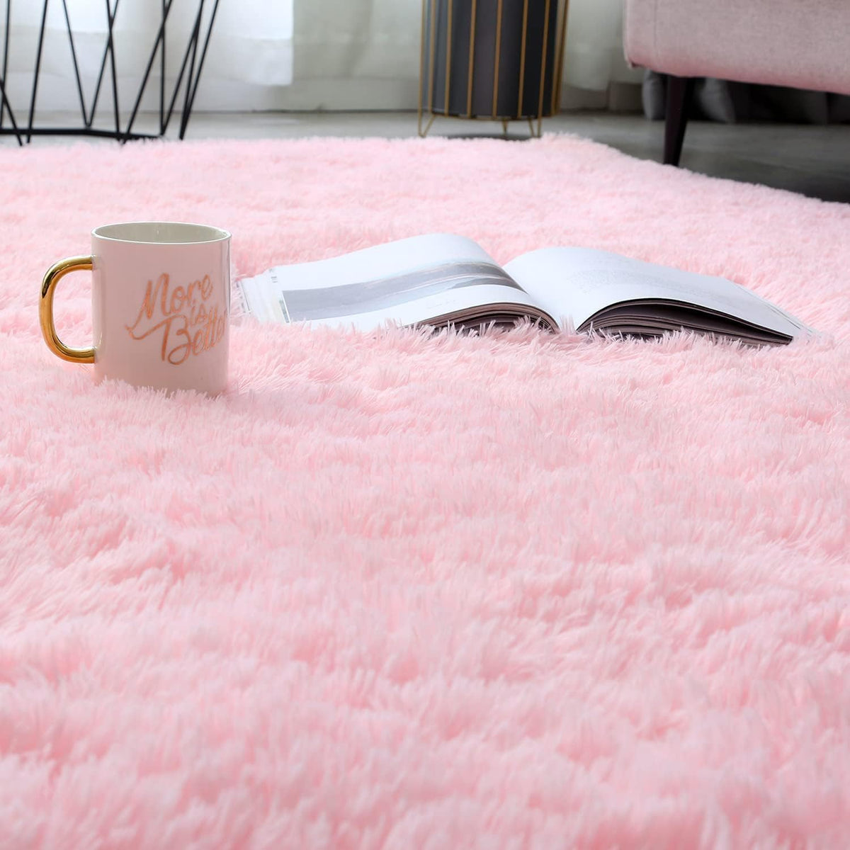 Shag Area Rugs for Bedroom Living Room,4X6 Ultra Soft Fluffy Area Rugs for Dorm,Indoor Carpet Plush Rugs for Living Room Home Decor,Pink