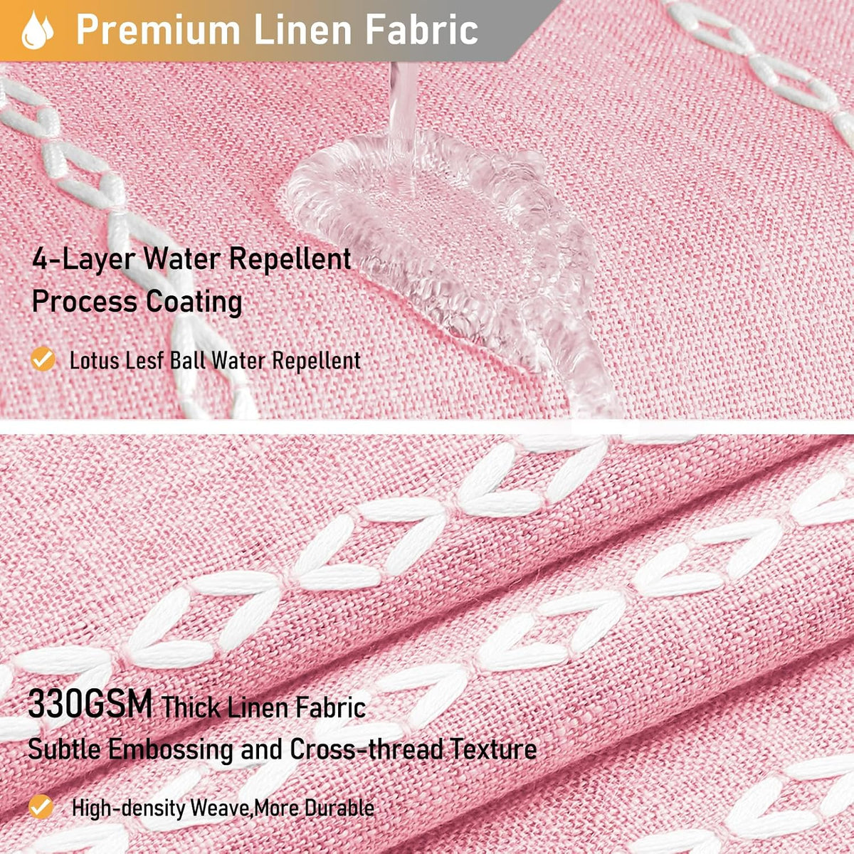 BTTN Blush Boho Farmhouse Linen Heavy Duty Cloth Set, 72x72