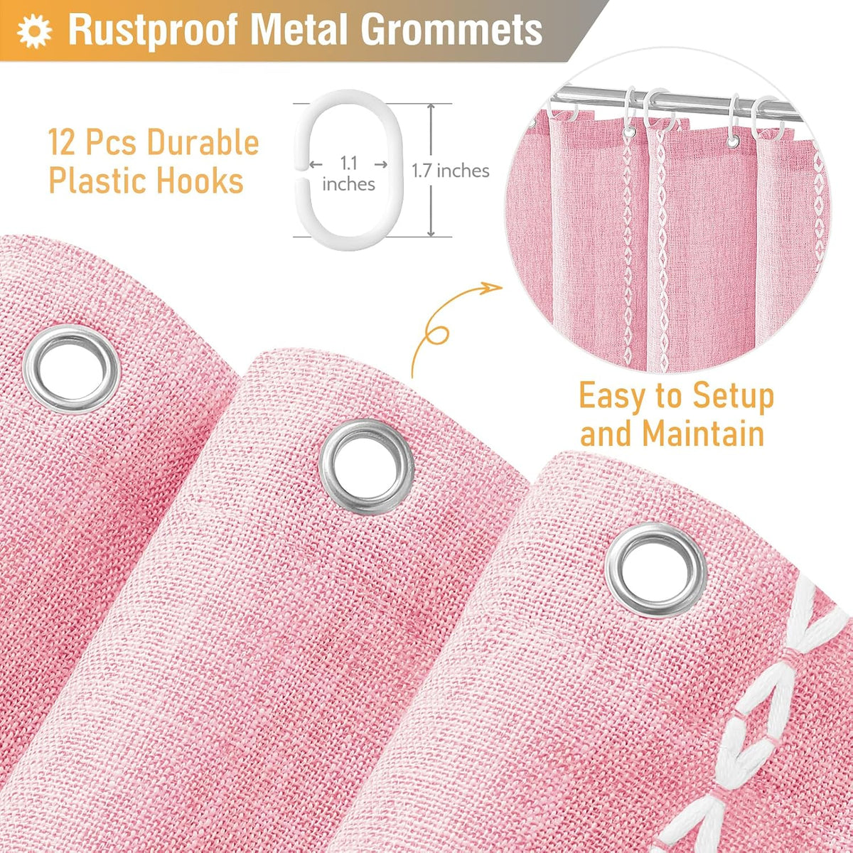 BTTN Blush Boho Farmhouse Linen Heavy Duty Cloth Set, 72x72