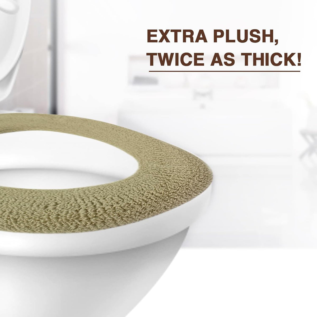 Soft Toilet Seat Cover - Plush & Thick Fabric Toilet Seat Warmer for Round & Elongated 14x18" Toilet Seats - Reusable, Machine-Washable, Easy-Install - Gift-Ready Packaging - Pastel Pink