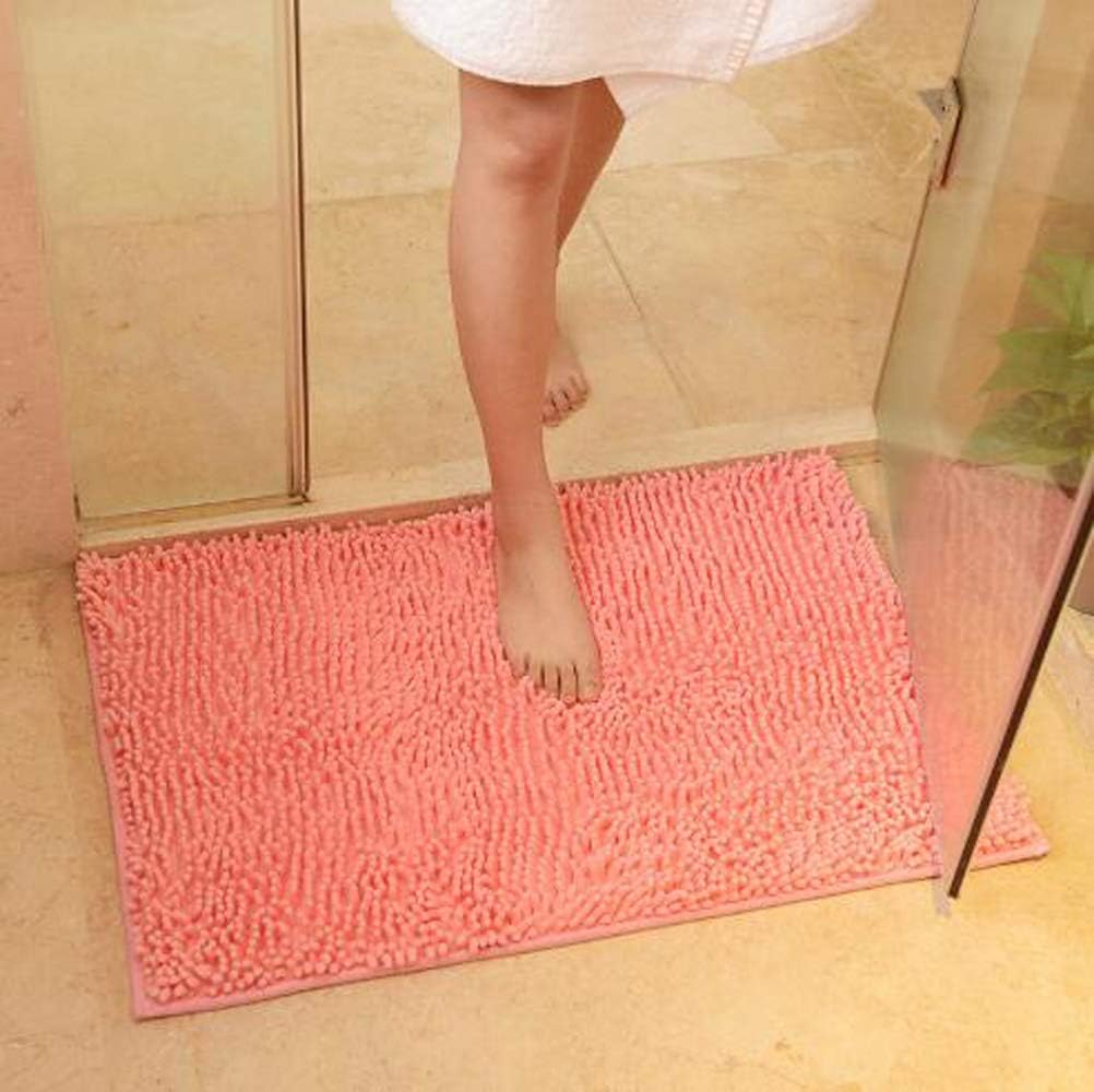 Rectangle Bath Rug Floor Mat 17.72 x 27.56 Inch Soft Shaggy Non-Slip Bathroom Mat Foot Pad Area Rug for Floor Bathroom Bedroom Living Room Kitchen (Pink)