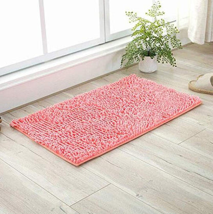 Rectangle Bath Rug Floor Mat 17.72 x 27.56 Inch Soft Shaggy Non-Slip Bathroom Mat Foot Pad Area Rug for Floor Bathroom Bedroom Living Room Kitchen (Pink)