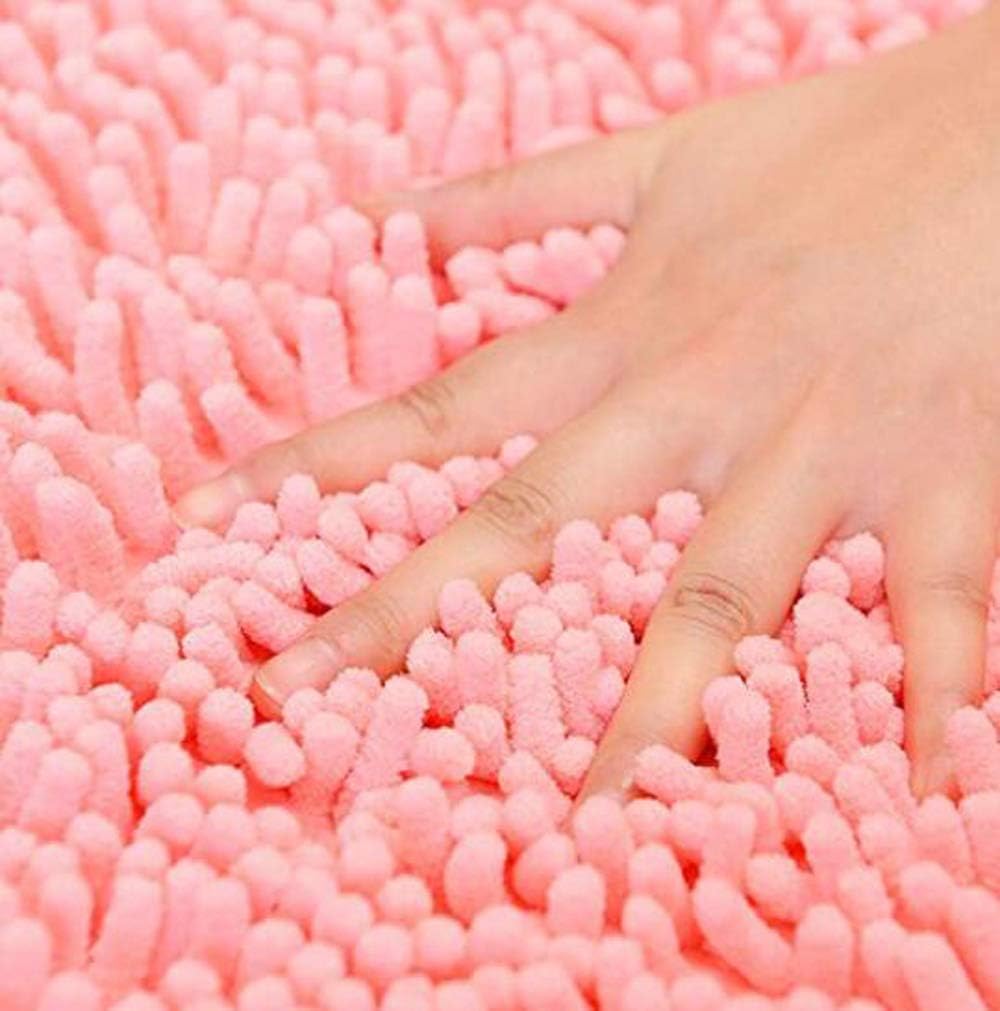 Rectangle Bath Rug Floor Mat 17.72 x 27.56 Inch Soft Shaggy Non-Slip Bathroom Mat Foot Pad Area Rug for Floor Bathroom Bedroom Living Room Kitchen (Pink)