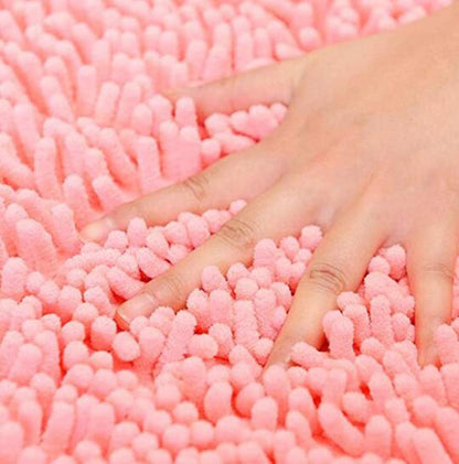 Rectangle Bath Rug Floor Mat 17.72 x 27.56 Inch Soft Shaggy Non-Slip Bathroom Mat Foot Pad Area Rug for Floor Bathroom Bedroom Living Room Kitchen (Pink)