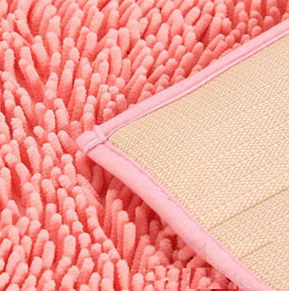 Rectangle Bath Rug Floor Mat 17.72 x 27.56 Inch Soft Shaggy Non-Slip Bathroom Mat Foot Pad Area Rug for Floor Bathroom Bedroom Living Room Kitchen (Pink)