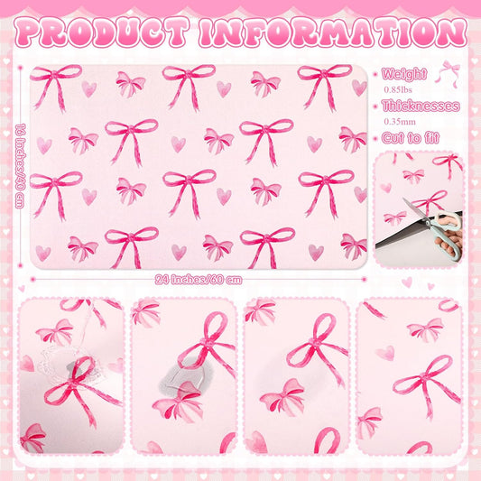 Large Coquette Pink Bow Dish Drying Mat Large for Kitchen 24"x 16" Aesthetic Bow Absorbent Coffee Bar Pad for Women Counter Kitchen Home Decor Accessories Party Gifts