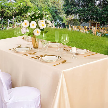 Peach Satin Tablecloth 60 x 102 Inches