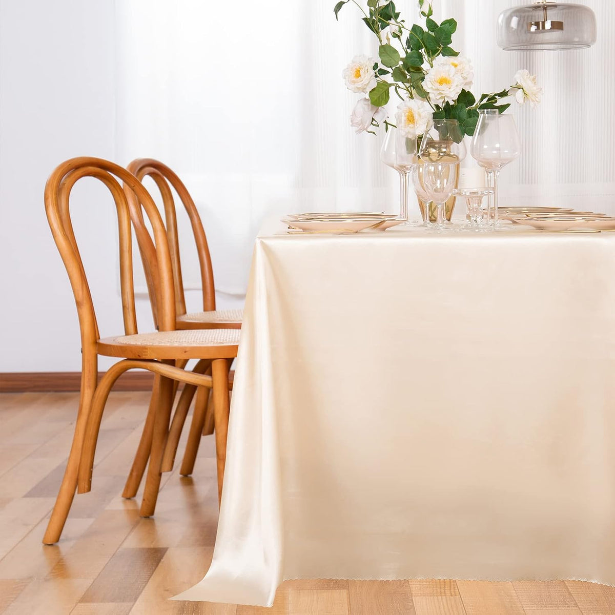 Peach Satin Tablecloth 60 x 102 Inches