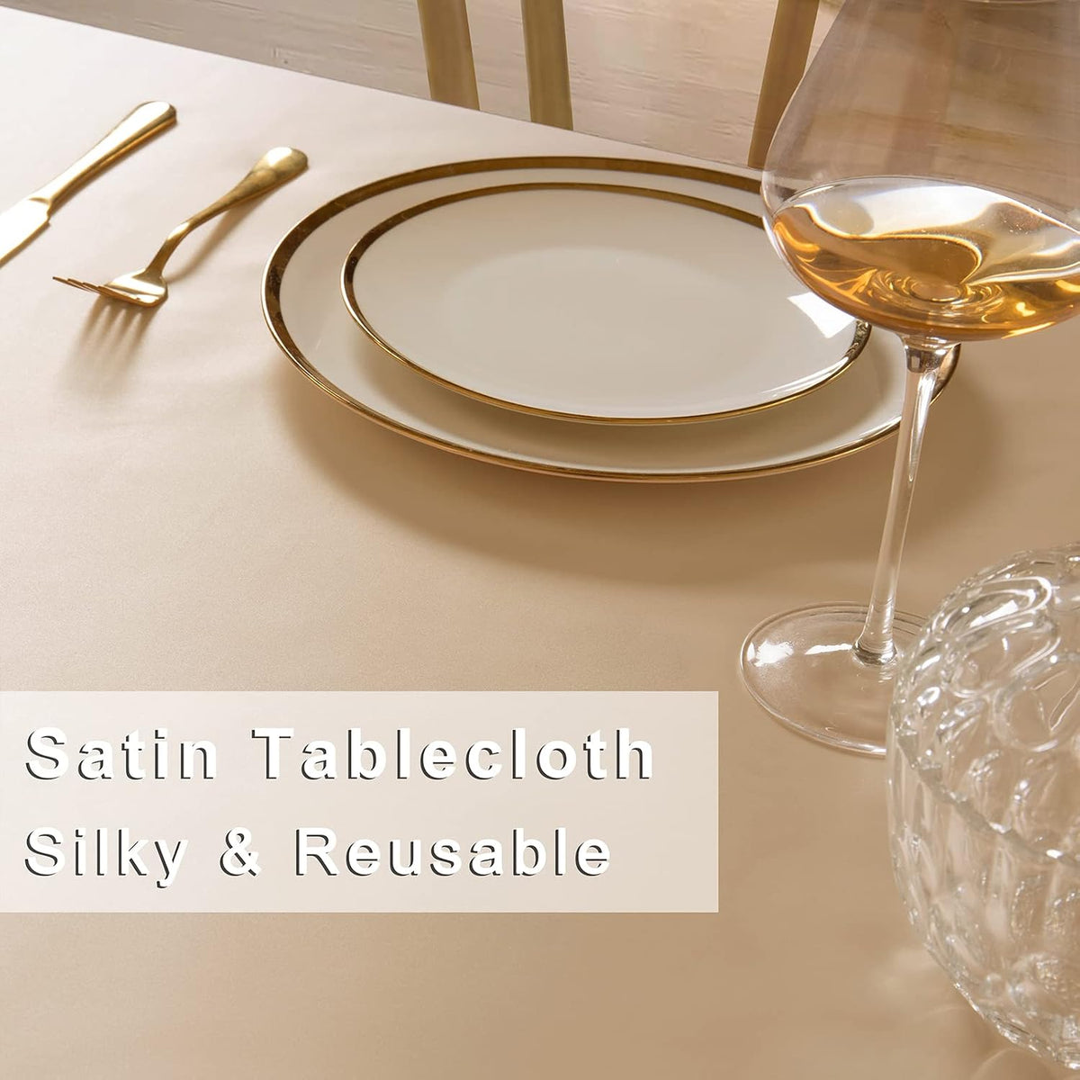 Peach Satin Tablecloth 60 x 102 Inches