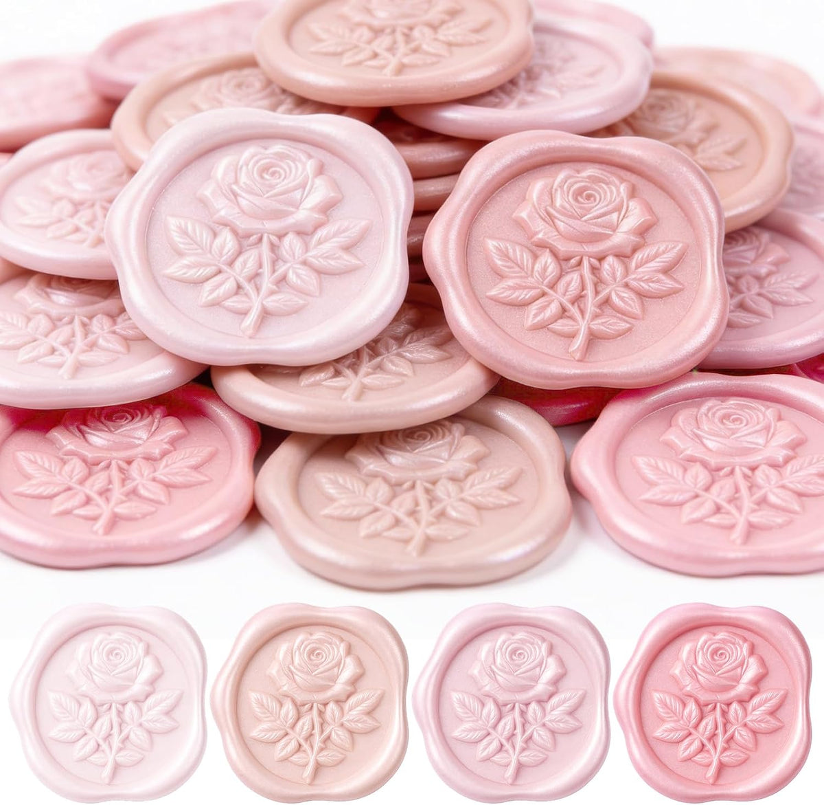 60 Pcs Wax Seal Stickers Rose Envelope Seals, Pink Series, Rose