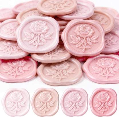 60 Pcs Wax Seal Stickers Rose Envelope Seals, Pink Series, Rose