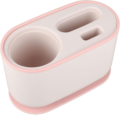 Wall Mounted Toilet Brush and Holder Set, Long Handle Flat Head Toilet Bowl Brush for Deep Cleaning, No Punching Installation, Ventilated Base for Bathroom or RV (Pink)