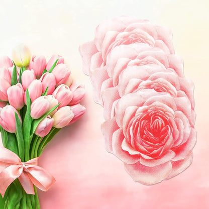Yeaqee 200 Pcs Flower Shaped Napkins, 2 Ply Disposable Floral Paper Napkin with Pink Rose, 13" x 13" Spring Decorative Flower Tableware for Mothers Day Wedding Bridal Baby Shower Birthday Party Decor