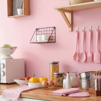 Pink Kitchen Accessories, 15 Pack, Happy Kitchen