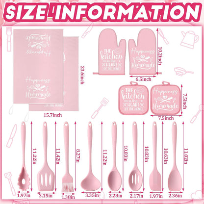 Pink Kitchen Accessories, 15 Pack, Happy Kitchen