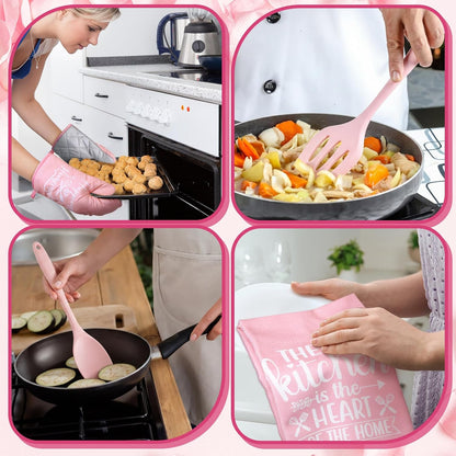 Pink Kitchen Accessories, 15 Pack, Happy Kitchen