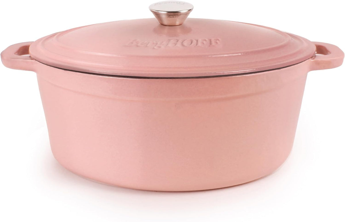 Neo Enameled Cast Iron Oval Dutch Oven Pot, 8 Quart, Pink