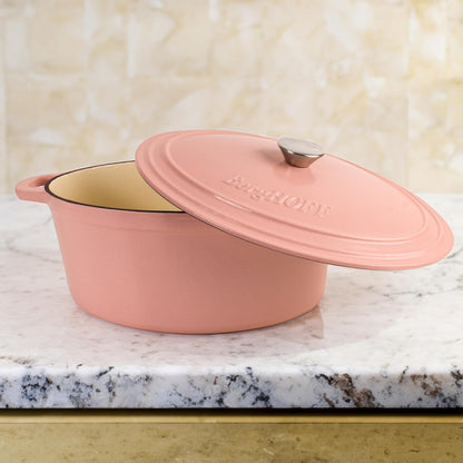 Neo Enameled Cast Iron Oval Dutch Oven Pot, 8 Quart, Pink