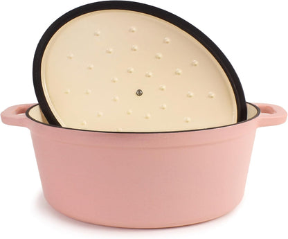 Neo Enameled Cast Iron Oval Dutch Oven Pot, 8 Quart, Pink