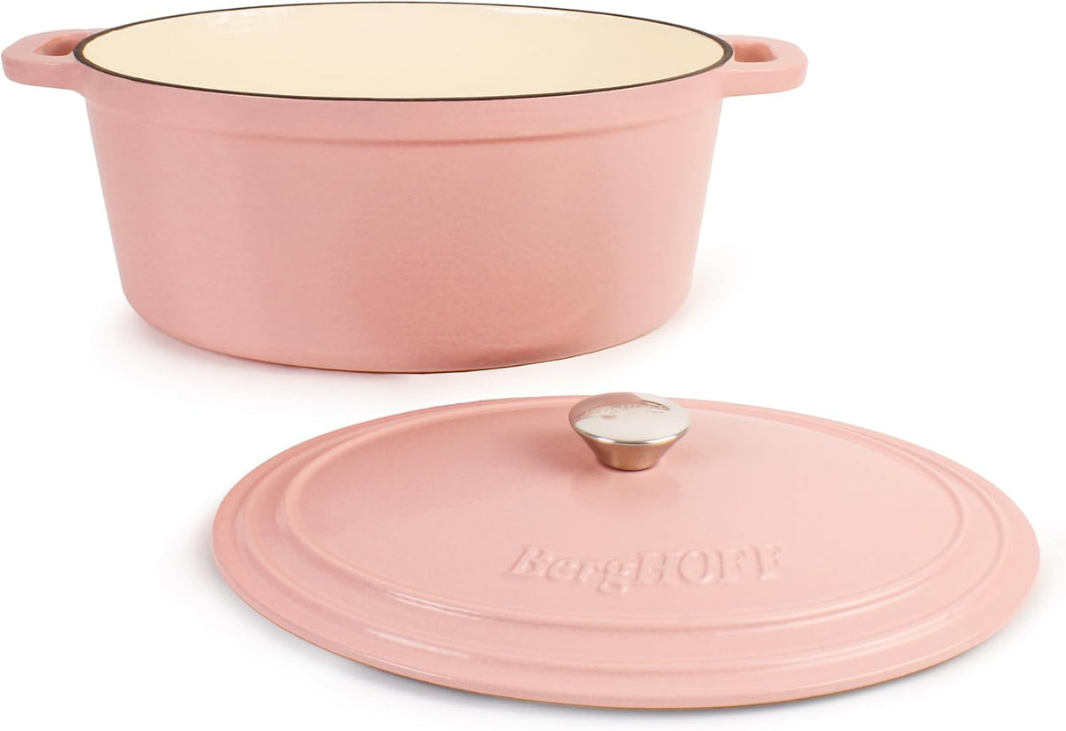 Neo Enameled Cast Iron Oval Dutch Oven Pot, 8 Quart, Pink