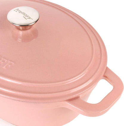 Neo Enameled Cast Iron Oval Dutch Oven Pot, 8 Quart, Pink