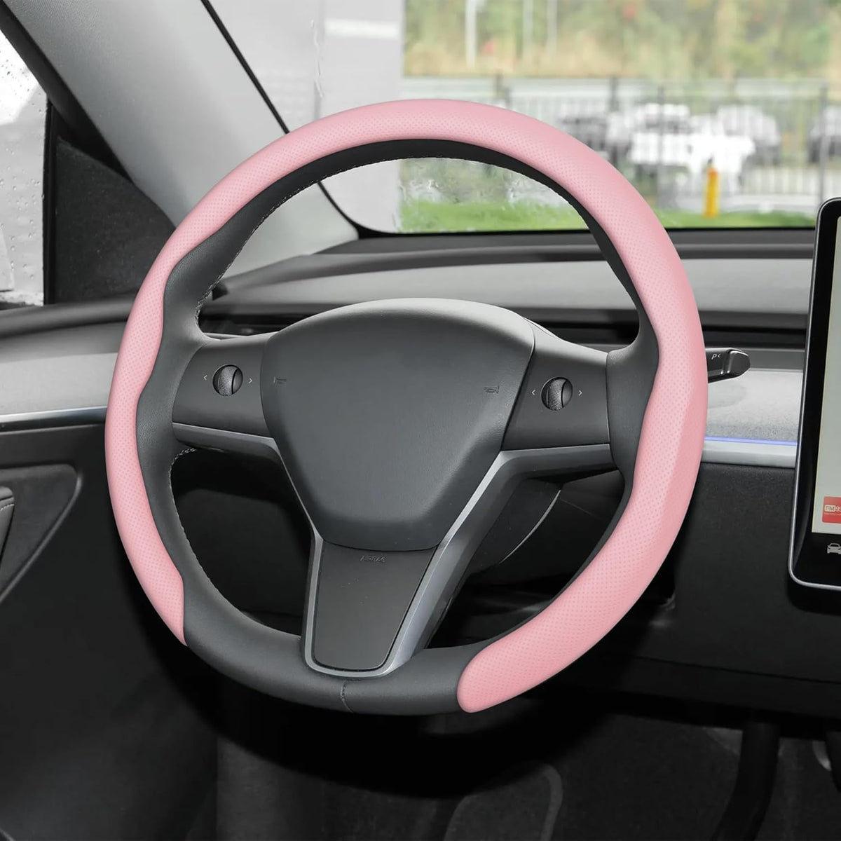 Frani Nappa Leather Steering Wheel Cover, 14.5-15 Inch,Pink