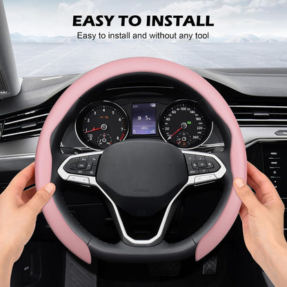 Frani Nappa Leather Steering Wheel Cover, 14.5-15 Inch,Pink